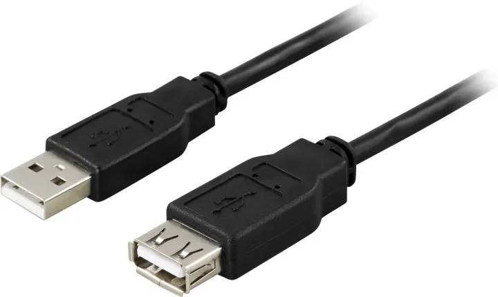 Alternativ bild 0 för DELTACO USB 2.0 kabel Typ A hane vinklad - Typ A hona 0,2m, svart (USB2-102S)