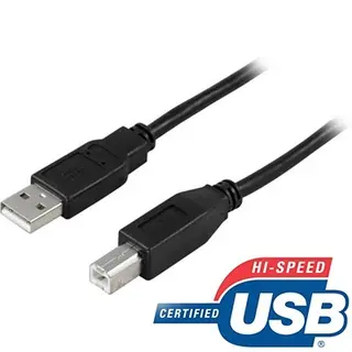 Produktfoto för Deltaco USB 2.0 kabel, Typ A - Typ B ha, 3m - Svart