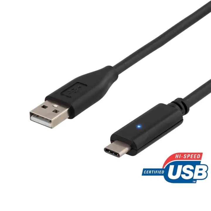 Alternativ bild 0 för DELTACO USB 2.0 kabel, Typ C - Typ A ha, 2m, svart