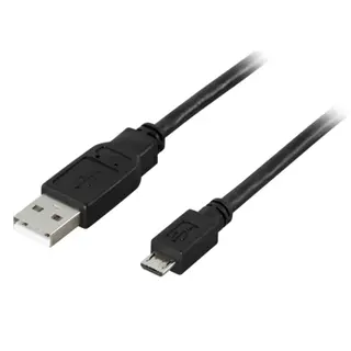 Produktfoto för DELTACO USB 2.0 typ A till Micro-B USB, 5-pin, 2m, svart