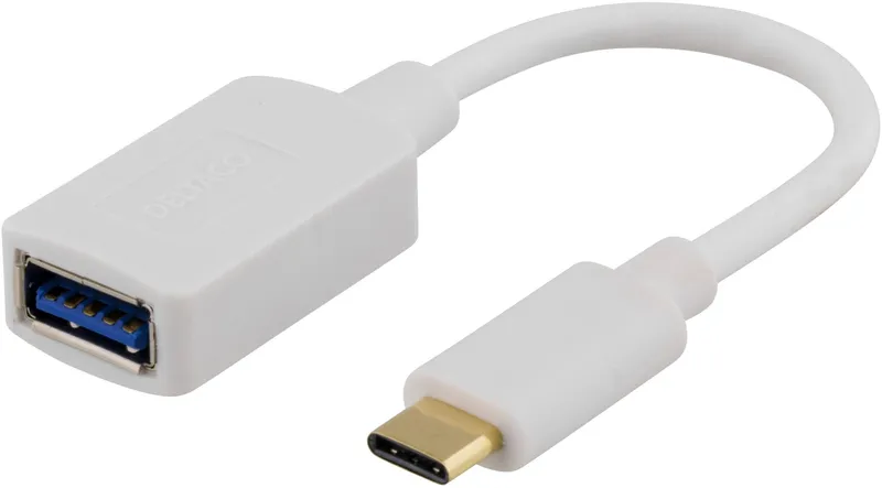 Bild 1 för Deltaco USB 3.1 adapter, Gen 1, Typ C hane - Typ A hona, 15cm, vit