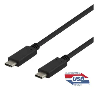 Produktfoto för Deltaco USB 3.1 kabel / Typ C - Typ C / Gen 2 / 0,5m - Svart