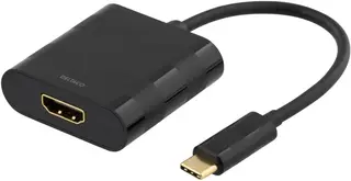 Produktfoto för Deltaco USB 3.1 till HDMI adapter, USB typ C hane - HDMI hona, Svart