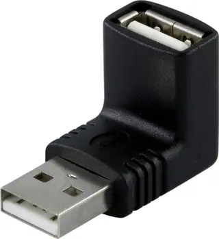 Produktfoto för DELTACO - USB-adapter - USB (han) til USB (hun) - 90° stikforbindelse - sort