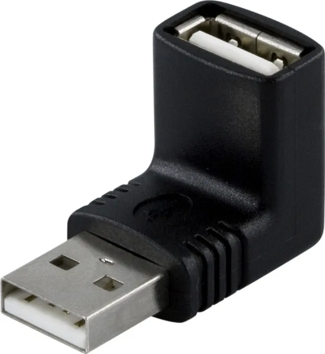Alternativ bild 0 för DELTACO - USB-adapter - USB (han) til USB (hun) - 90° stikforbindelse - sort