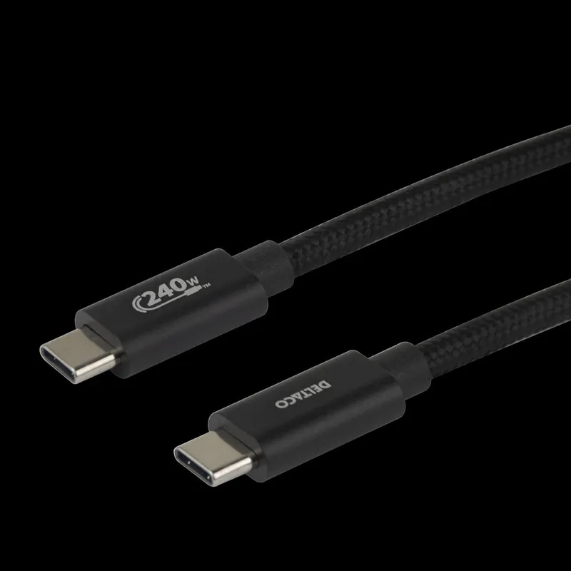 Alternativ bild 0 för Deltaco USB-C 2.0 laddkabel 240W, 2m – svart