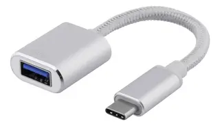 Produktfoto för Deltaco Usb-c 3.1 To Usb-a Adapter Otg 10 Cm - Silver 24 Pin Usb-c Hane 9-stifts Usb Typ A Hona