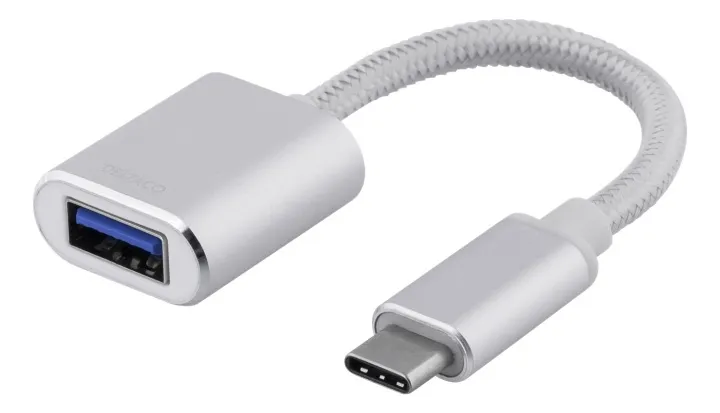 Alternativ bild 0 för Deltaco Usb-c 3.1 To Usb-a Adapter Otg 10 Cm - Silver 24 Pin Usb-c Hane 9-stifts Usb Typ A Hona