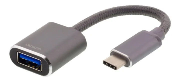 Alternativ bild 0 för Deltaco Usb-c 3.1 To Usb-a Adapter Otg 10 Cm - Space Grey 0.11m Usb C Usb A Svart
