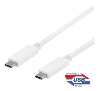 Produktfoto för Deltaco Usb-c Kabel 100w 1m Usb C Usb C Vit