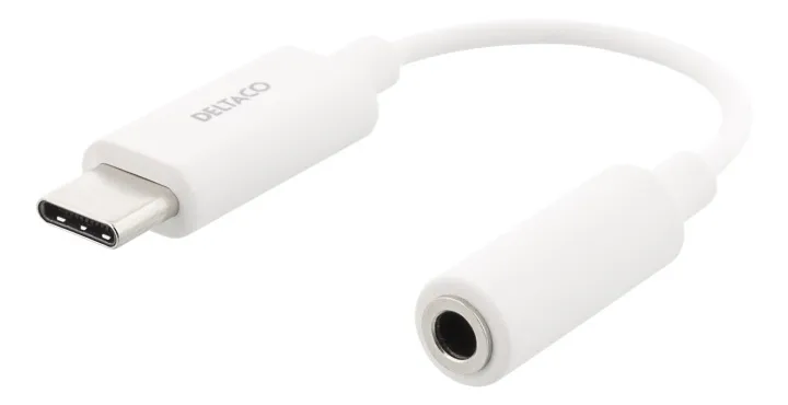 Alternativ bild 0 för DELTACO USB-C till 3,5 mm adapter, stereo, aktiv, 11 cm -Vit