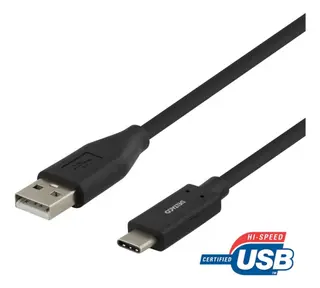 Produktfoto för DELTACO USB-C till USB-A kabel, 0,5m, 3A, USB 2.0, svart
