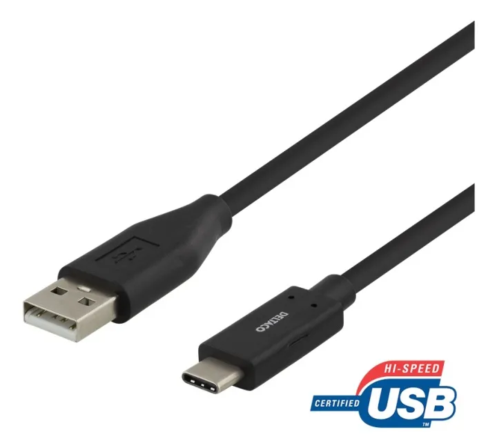 Alternativ bild 0 för DELTACO USB-C till USB-A kabel, 0,5m, 3A, USB 2.0, svart