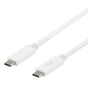 Produktfoto för DELTACO USB-C till USB-C-kabel, 1m, USB-IF certifierad, 5Gbit/s, vit
