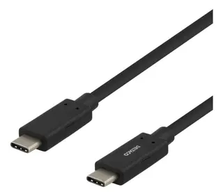 Produktfoto för Deltaco USB-C till USB-C Kabel 3A, 0.5m - Svart