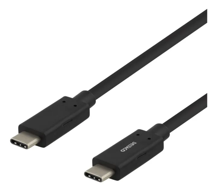 Alternativ bild 0 för Deltaco USB-C till USB-C Kabel 3A, 0.5m - Svart