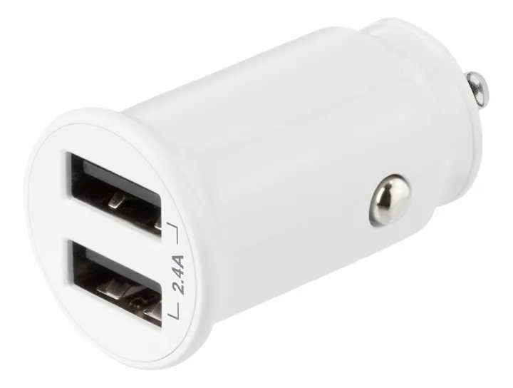 Alternativ bild 0 för DELTACO USB-CAR125 - Strömadapter för bil - 12 Watt - 2.4 A - 2 utdatakontakter (2 x USB) - vit