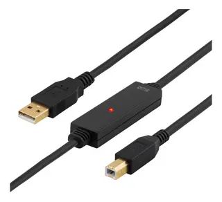 Produktfoto för DELTACO USB-EX10M - USB-kabel - USB typ B (hane) till USB (hane) - 10 m - aktiv - svart