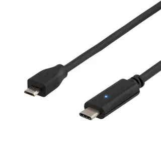 Produktfoto för Deltaco Usb-kabel 1m Usb C Micro-usb B Svart