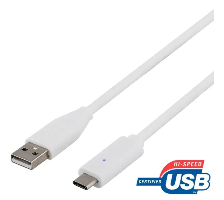 Alternativ bild 0 för DELTACO USB-kabel, Typ C till Typ A, 0,5m, vit