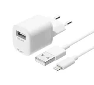 Produktfoto för Deltaco USB wall charger USB-A 2.4 A incl. 1 m