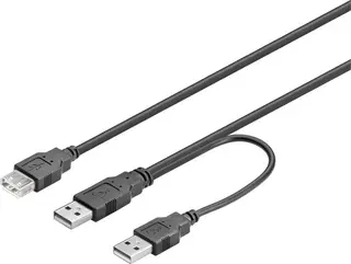 Produktfoto för Deltaco Usb2-16 0.3m Usb A 2 X Usb A Svart