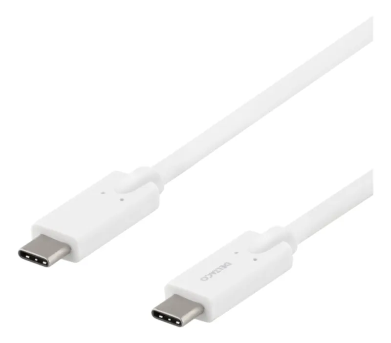 Alternativ bild 0 för DELTACO USBC-1504 - USB-kabel - 24-polig USB-C (hane) till 24-polig USB-C (hane) - 5 A - 2 m - vit