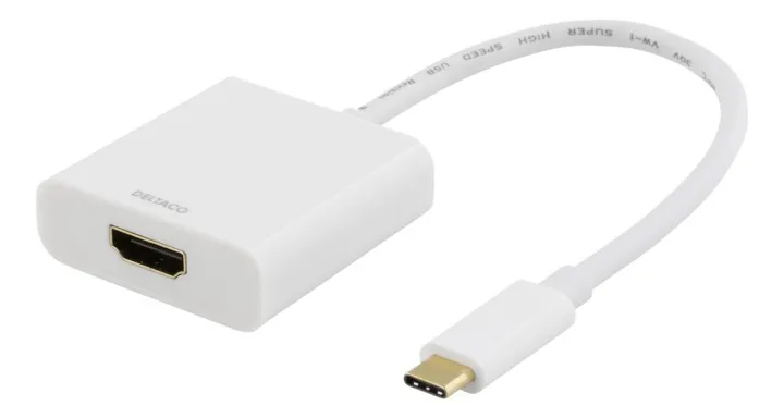 Alternativ bild 0 för DELTACO USBC-HDMI7 - Extern videoadapter - USB-C - HDMI - vit