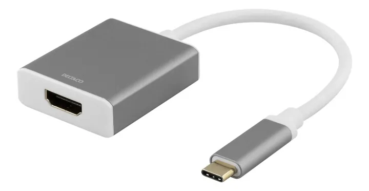 Alternativ bild 0 för DELTACO USBC-HDMI9 - HDMI-adapter - 24 pin USB-C hane till HDMI hona - 20 cm - rymdgrå - stöd för 4K