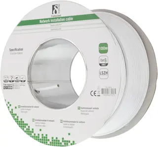 Produktfoto för Deltaco UTP Cat6 installationskabel / 100m - Vit