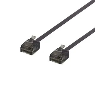 Produktfoto för Deltaco UTP Cat6a Nätverkskabel Flat / 2m - Svart