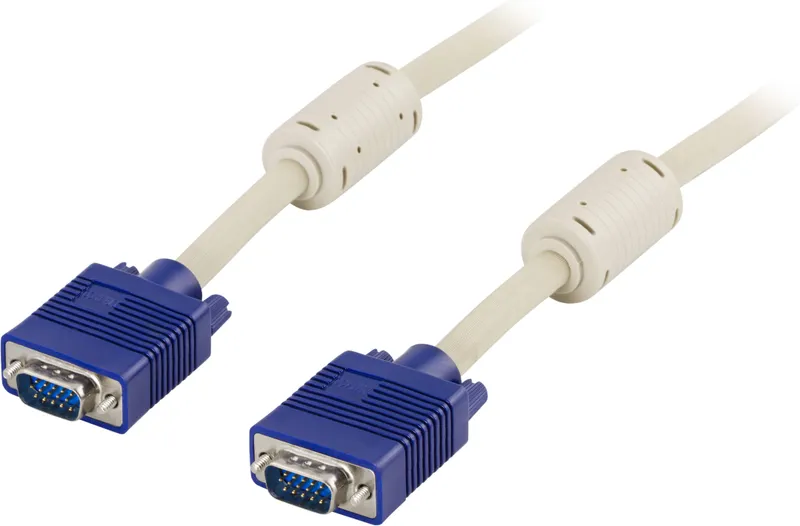 Bild 1 för DELTACO - VGA-kabel - HD-15 (VGA) (hane) till HD-15 (VGA) (hane) - 1 m - tumskruvar
