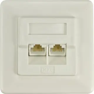 Produktfoto för DELTACO VR-127 - Väggmonteringsplatta - CAT 6 - UTP - RJ-45 X 2 - vit