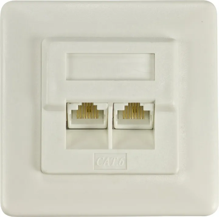 Alternativ bild 0 för DELTACO VR-127 - Väggmonteringsplatta - CAT 6 - UTP - RJ-45 X 2 - vit