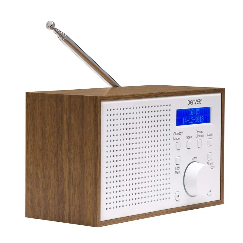 Bild 2 för Denver DAB-46WHITE, analog och digital, DAB+,FM, 2 W, LCD, brun, vit