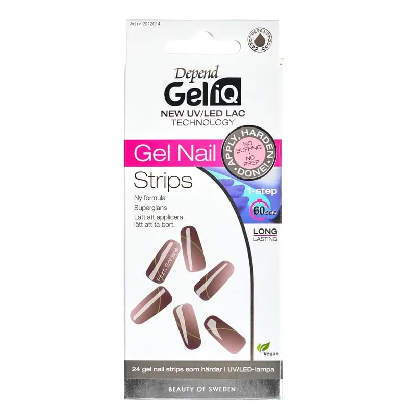 Bild 1 för Depend Gel iQ Gel Nail Strips Plum Goldline