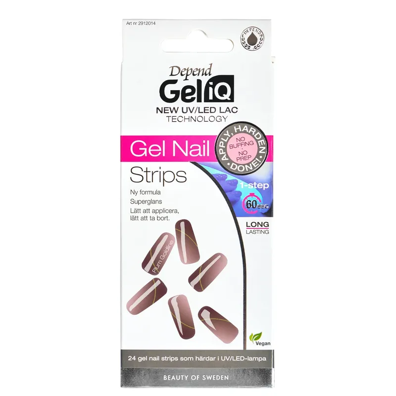 Bild 2 för Depend Gel iQ Gel Nail Strips Plum Goldline