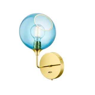 Produktfoto för Design By Us - Ballroom Wall Lamp - Small - Vägglampa - Blue/Gold - H37 x D25 x W20 cm