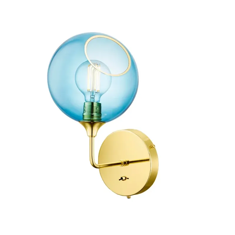 Alternativ bild 0 för Design By Us - Ballroom Wall Lamp - Small - Vägglampa - Blue/Gold - H37 x D25 x W20 cm
