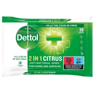 Produktfoto för Dettol 2in1 Desinfektionswipes för händer & ytor 15 st