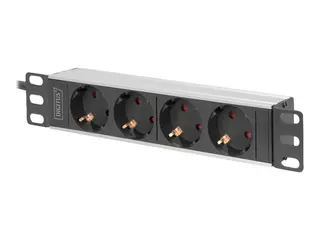 Produktfoto för DIGITUS - Effektband (kan monteras i rack) - AC 250 V - 4000 Watt - ingång: CEE 7/4 - utgångskontakter: 4 (4 x ström) - 1U - 10 - 2 m sladd