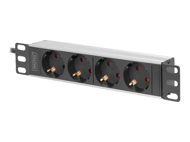 Alternativ bild 0 för DIGITUS - Effektband (kan monteras i rack) - AC 250 V - 4000 Watt - ingång: CEE 7/4 - utgångskontakter: 4 (4 x ström) - 1U - 10 - 2 m sladd