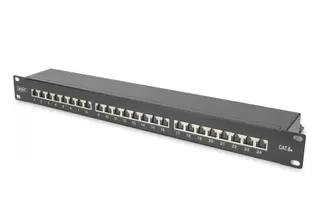 Produktfoto för DIGITUS Professional DN-91624S-EA-B - Patch-panel - CAT 6a - STP - RJ-45 X 24 - svart, RAL 9005 - 1U - 19