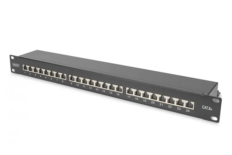 Alternativ bild 0 för DIGITUS Professional DN-91624S-EA-B - Patch-panel - CAT 6a - STP - RJ-45 X 24 - svart, RAL 9005 - 1U - 19