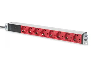 Produktfoto för DIGITUS Professional DN-95410-R - Effektband (kan monteras i rack) - AC 220-240 V - 4000 Watt - ingång: IEC 60320 C14 - utgångskontakter: 8 (power CEE 7/7) - 1U - 19 - 2 m sladd - röd