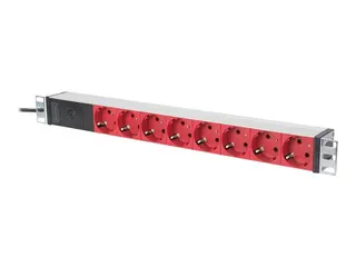 Produktfoto för DIGITUS Professional DN-95410-R - Effektband (kan monteras i rack) - AC 220-240 V - 4000 Watt - ingång: IEC 60320 C14 - utgångskontakter: 8 (power CEE 7/7) - 1U - 19 - 2 m sladd - röd
