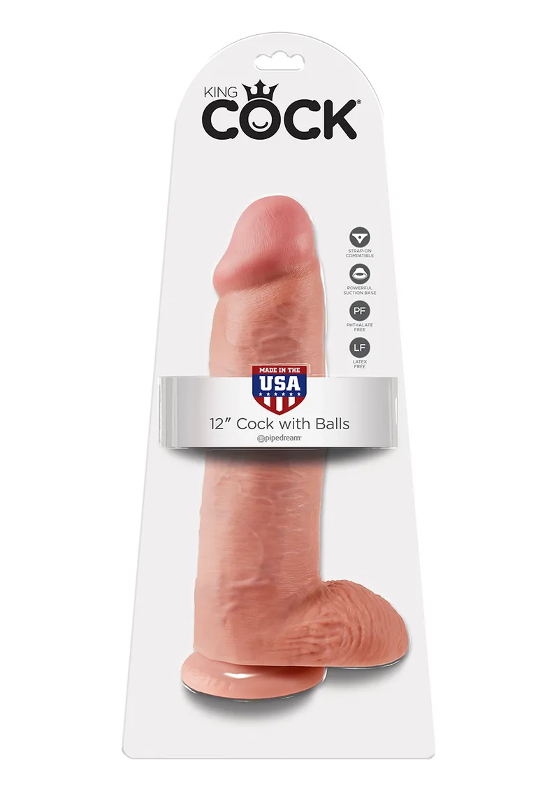 Bild 2 för Dildo med Pung 32 cm - Ljus hudfärg