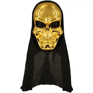 Produktfoto för Dödskalle Mask Med Huva Guld 42x16cm