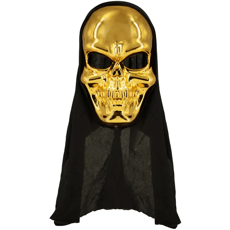 Alternativ bild 0 för Dödskalle Mask Med Huva Guld 42x16cm