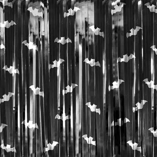 Produktfoto för Dörrdraperi Fladdermöss Svart/Silver 100x200cm